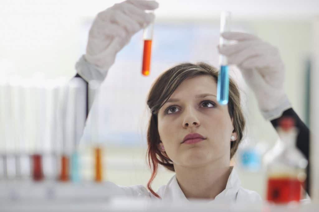 lab worker female samples