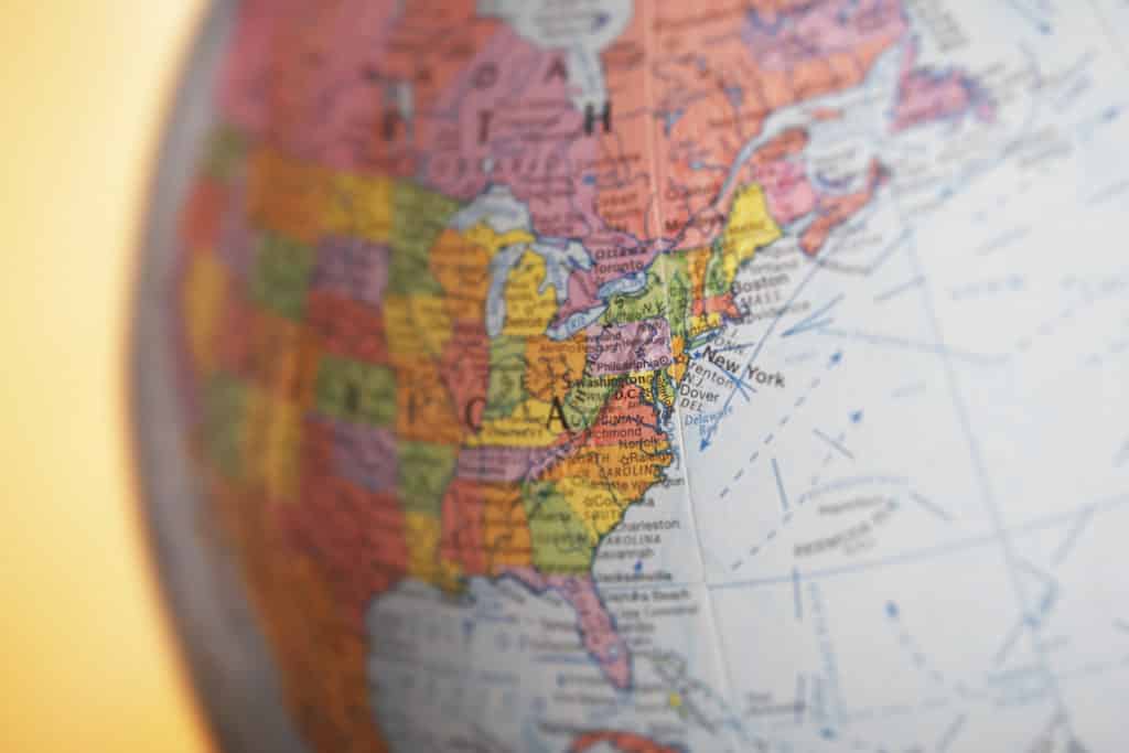 united states map globe